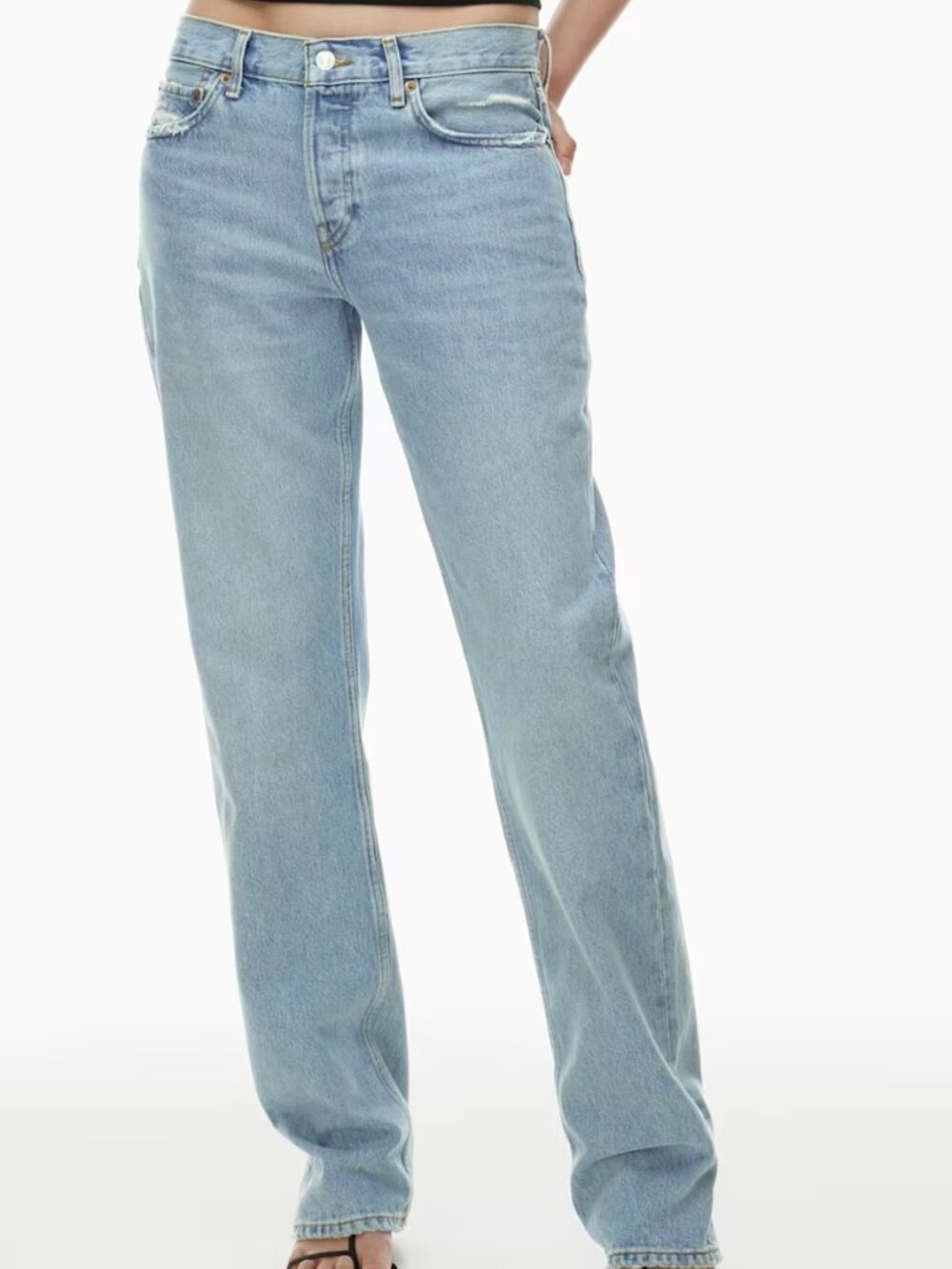 Re/Done The Easy Straight- 28- Ripped Tide- Light Wash- Mid Rise/Straight Leg